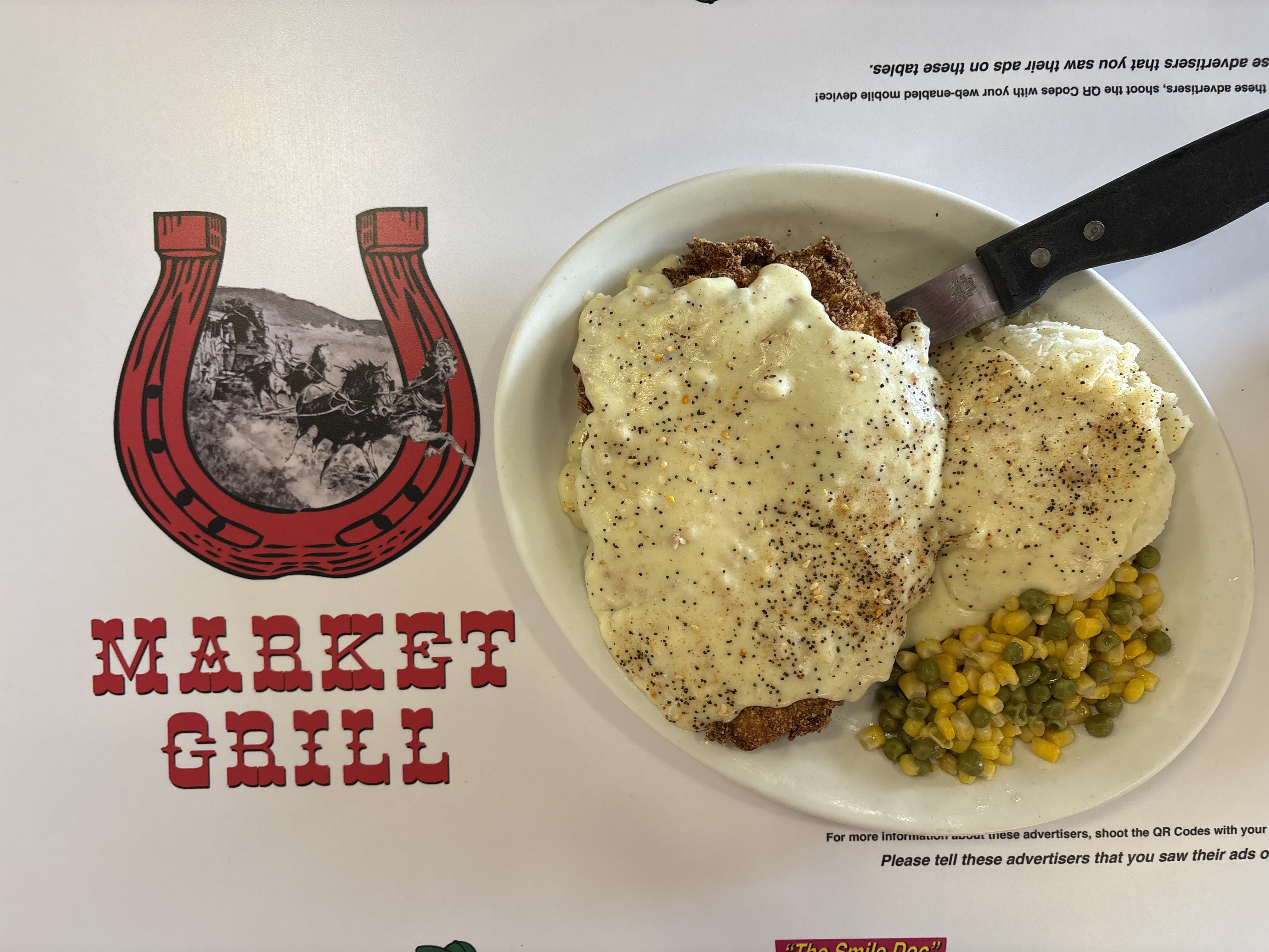 Country fried steak with white gravy