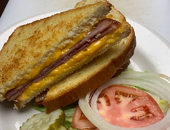 Grilled ham and cheese on sourdough