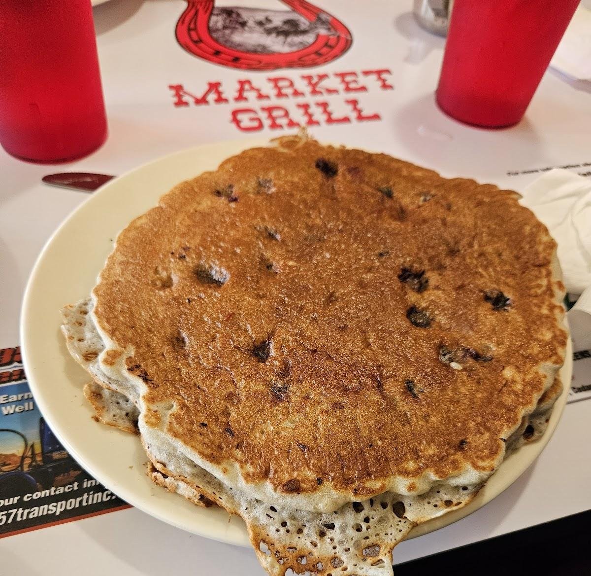Chocolate chip pancake on Market Grill placemat