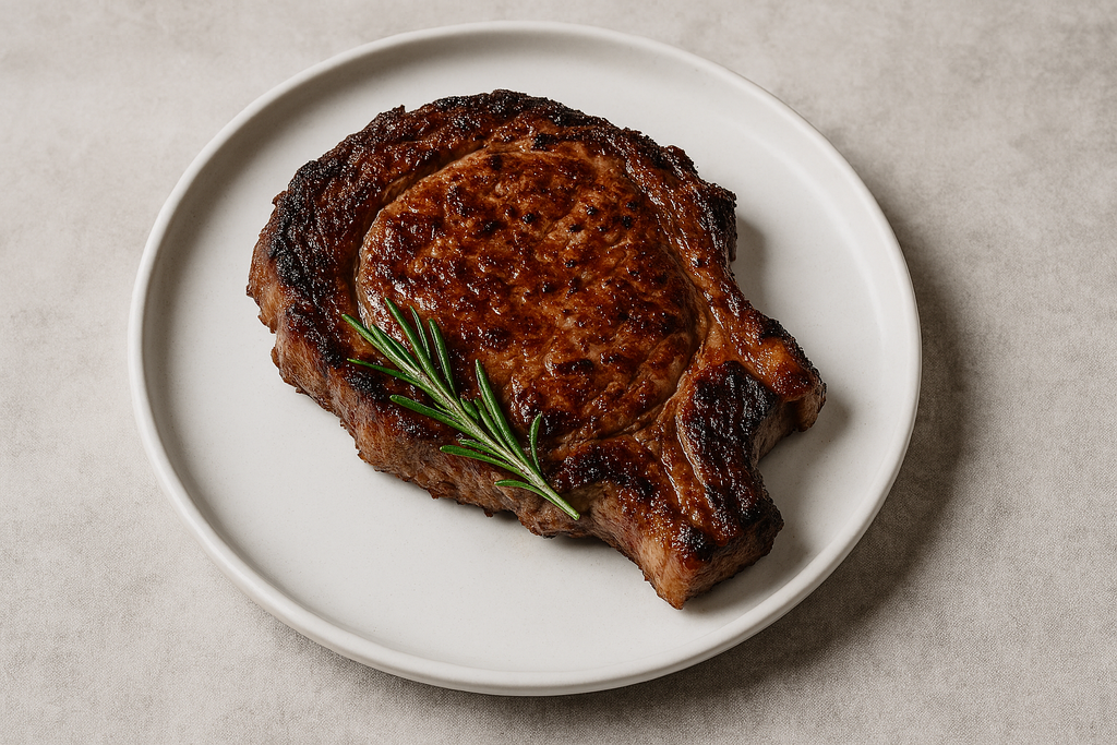 Market Grill ribeye steak with rosemary and baked potato